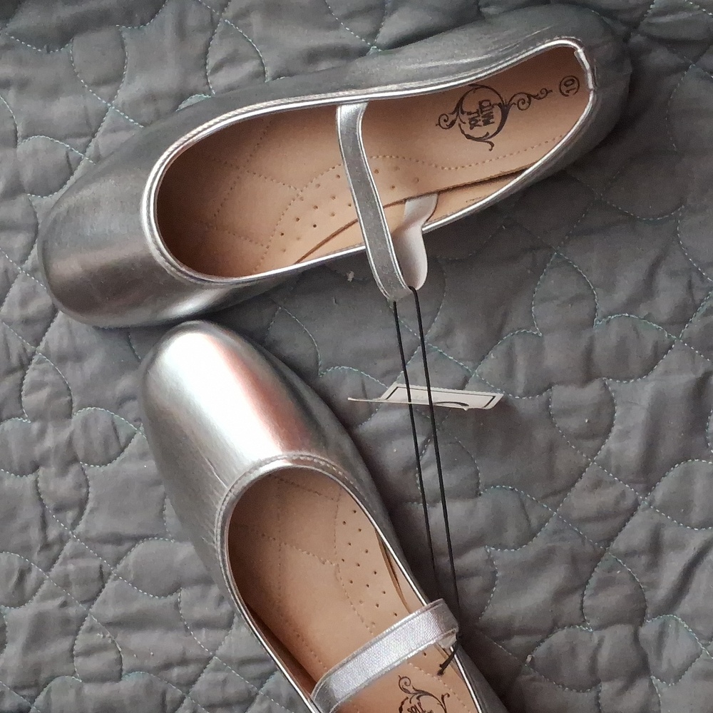 Sole Mates Silver Flats-Size::10 - Picture 3 of 4